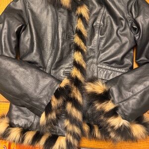 Vintage Vera Pelle Leather Jacket With Fur Made In Italy